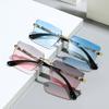 New square fashion sunglasses European and American personality borderless leopard decoration personality trimmed PC sunglasses