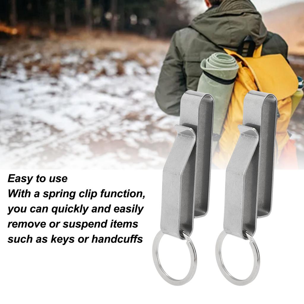 Belt Key Holder Stainless Steel Compact Quick Release Belt Key Clip with Key Ring for Police Law Enforcement Silver
