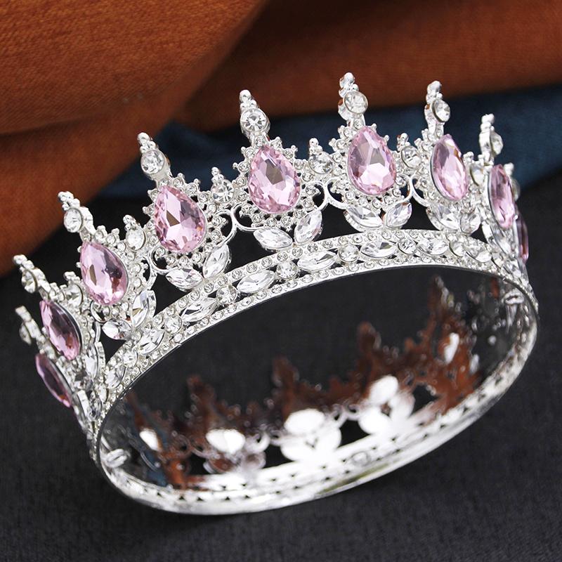 Royal Queen King Tiaras and Crowns for Women Princess Prom Wedding Party Full Round Diadem Bridal Hair Jewelry Accessories