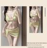 Vintage Bow Strappy Three-Piece Bikini Push-Up Swimsuit - Hot Girl Slim Fit for Small Bust