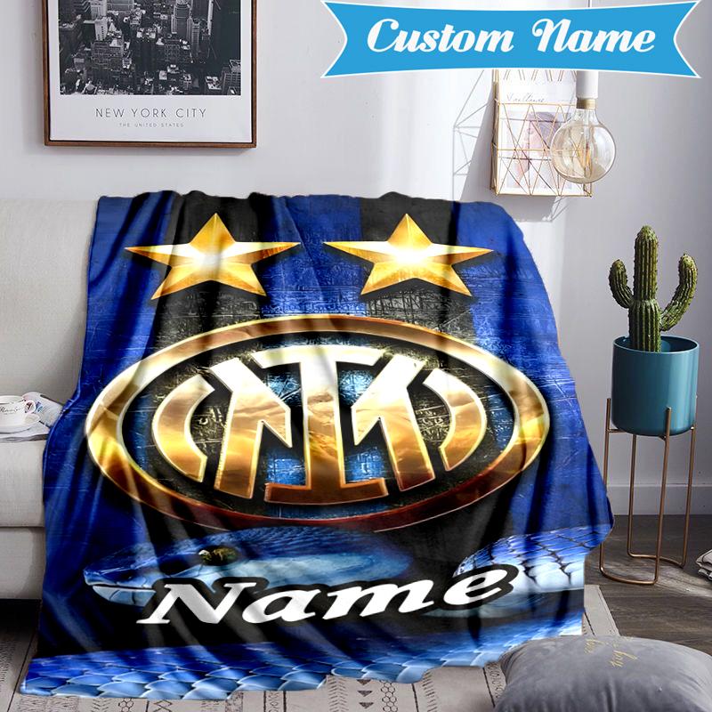 Coperta Personalizzata con Stemma Inter Milan Leggera Ideale per Letto Perfetta per Viaggi, Campeggio, Soggiorni, Divani, Regalo di Natale