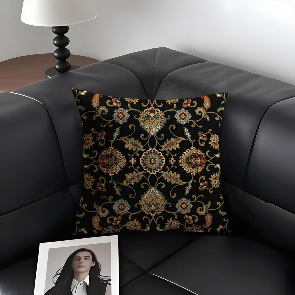 Persian Rug Pattern Classical Cushion Cover Natural Linen Organic Fabric DoubleSided Printing Sofa Home Decor Gift Pillow Case