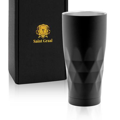 SaintGraal Vacuum Insulated Stainless Steel Beer Highball 660ml Perfect for Day or Birthday Mug/Tumbler, Glass, (Black), Father's Gifts.