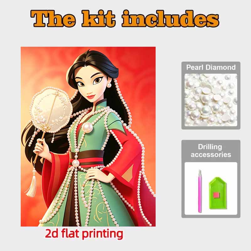 Disney Pearl Painting Gentle Mulan DIY Pearl Art Pearl Painting Kit Pearl Art Painting Wall Suitable for Home Office Decoration Handmade Gifts