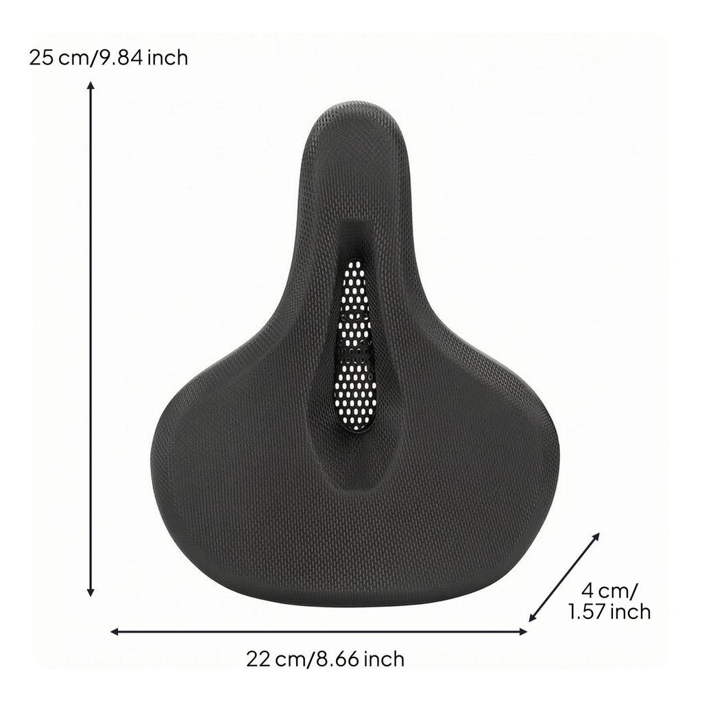 Black Cycle Saddle Textured Padded Bike Comfortable Fit Seat