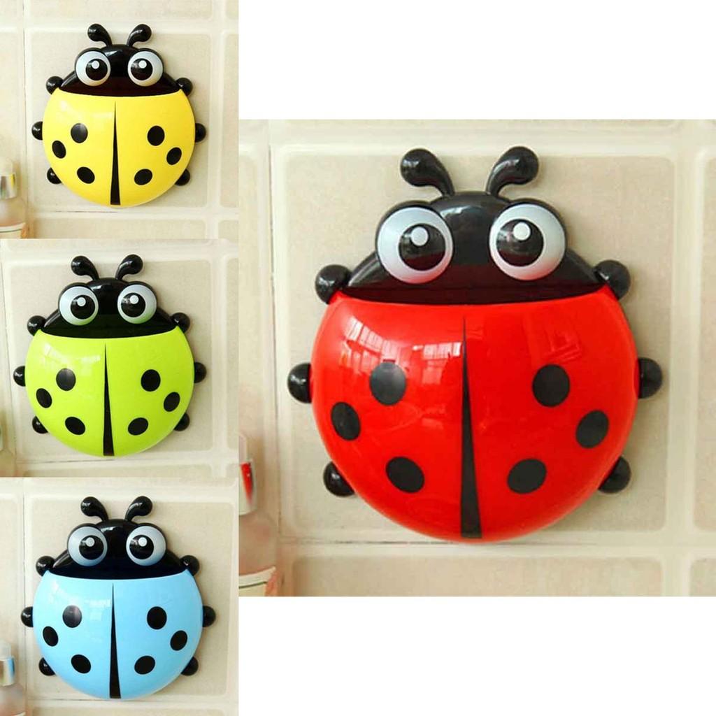 Adorable Ladybug Cartoon Toothbrush Holder With Charming Bathroom Wall Suction