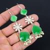 Mothers Day Deal Sterling Silver Pear Green Chalcedony Stone Dangle New Earrings