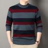 Herren S Dickes Rundhals-Gestreifter Warmer Strickpullover für Winter Herbst