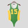 INCERUN Men Sleeveless Stitching Letter Print Briefs Bodysuits Fitted Jumpsuits Underwear