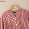 ZANZEA Women Casual V-Neck Loose Polka Dot Print Half Sleeve Blouse
