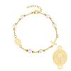 Xiaomi Vnox Metal Virgin Mary Saint Benedict Cross Bracelet, Stainless Steel Bead Pearl Chain Bracelets For Women Religious Jewelry