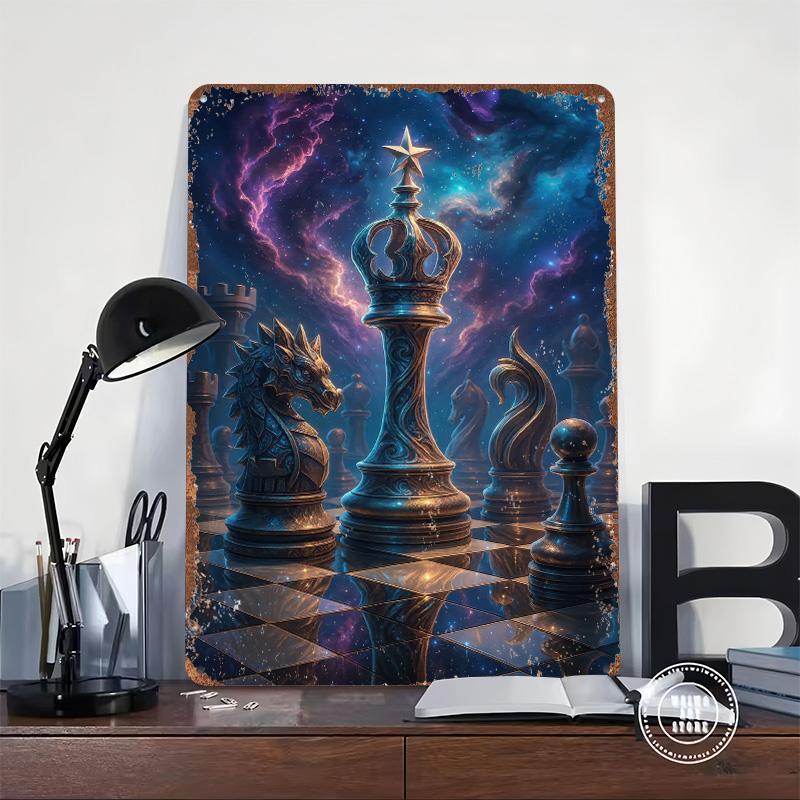 Cosmic Chess Game Poster Customized Wall Art Vintage Metal Signs Retro Tin Plaque for Man Cave Bathroom Decor Decoration Gaming