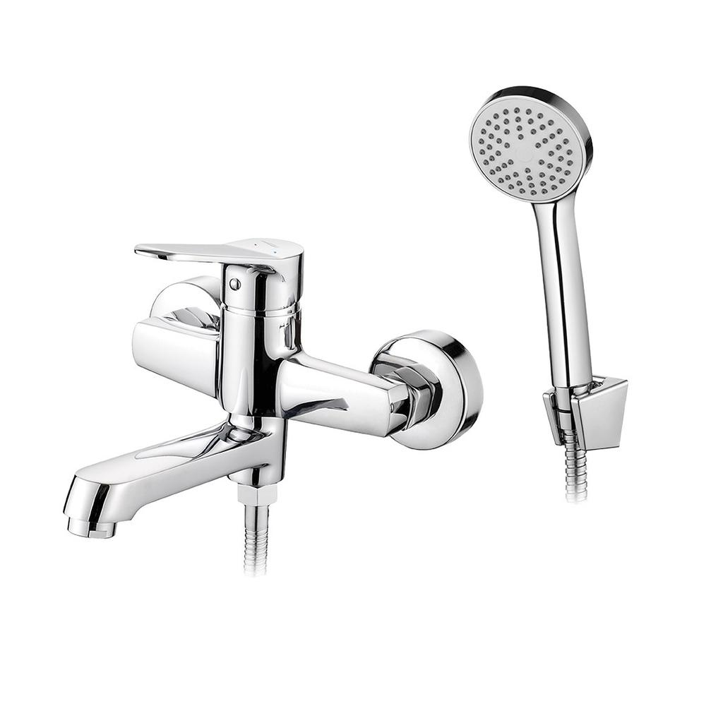 Wandarmatur für Dusche und Badewanne mit Duschset Chrom Atez