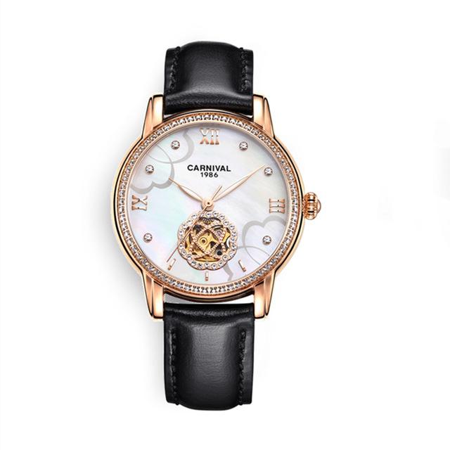 CARNIVAL Marke Mechanische Uhr Damen Luxus Automatikwerk Mode Armbanduhren Leuchtend Wasserdicht für Damen Montre Femme