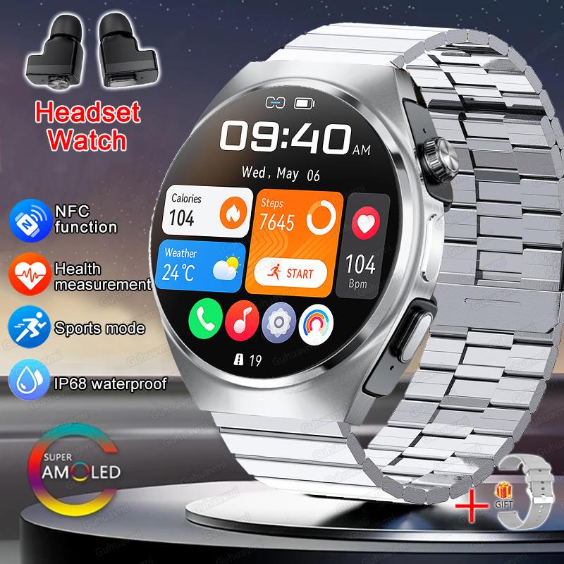New Smart Watch Headset Two In One Wireless Bluetooth Dual Earbuds Call Health Monitor Sport Tracker Smartwatch For Men IOS