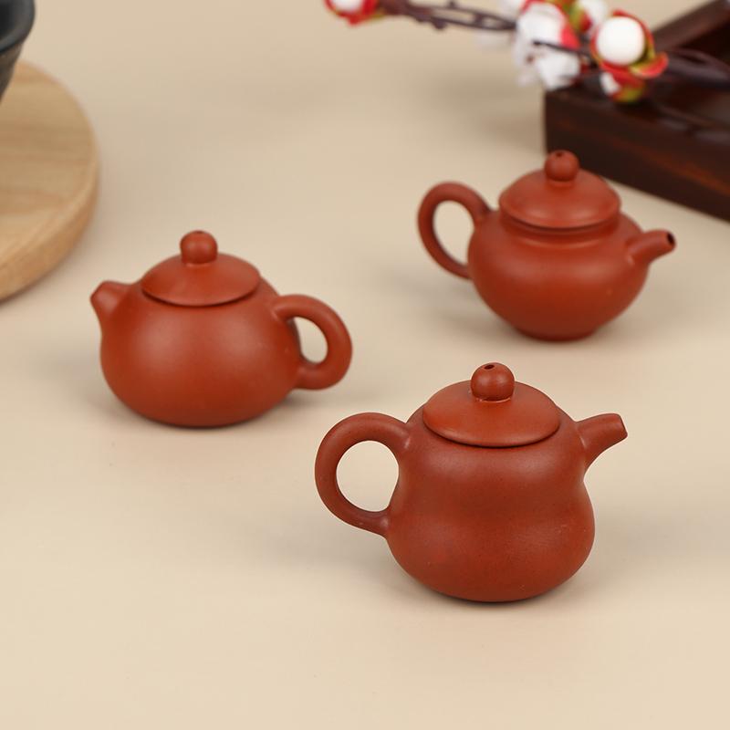 25Ml Enameled Pottery Teapot Pocket Hand Teapot Handstand Fingertip Kettle Tea Pet Dark-Red Enameled Pottery Teaset Accessories