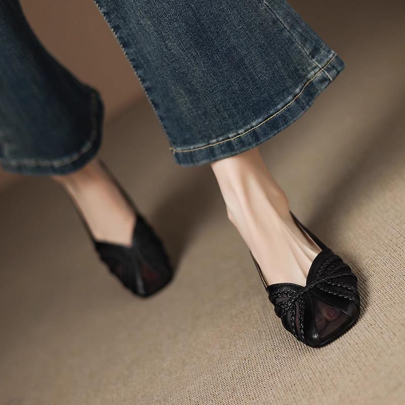 French fashion versatile bag head sandals women breathable mesh gentle fairy wind 2025 summer simple empty single shoes women
