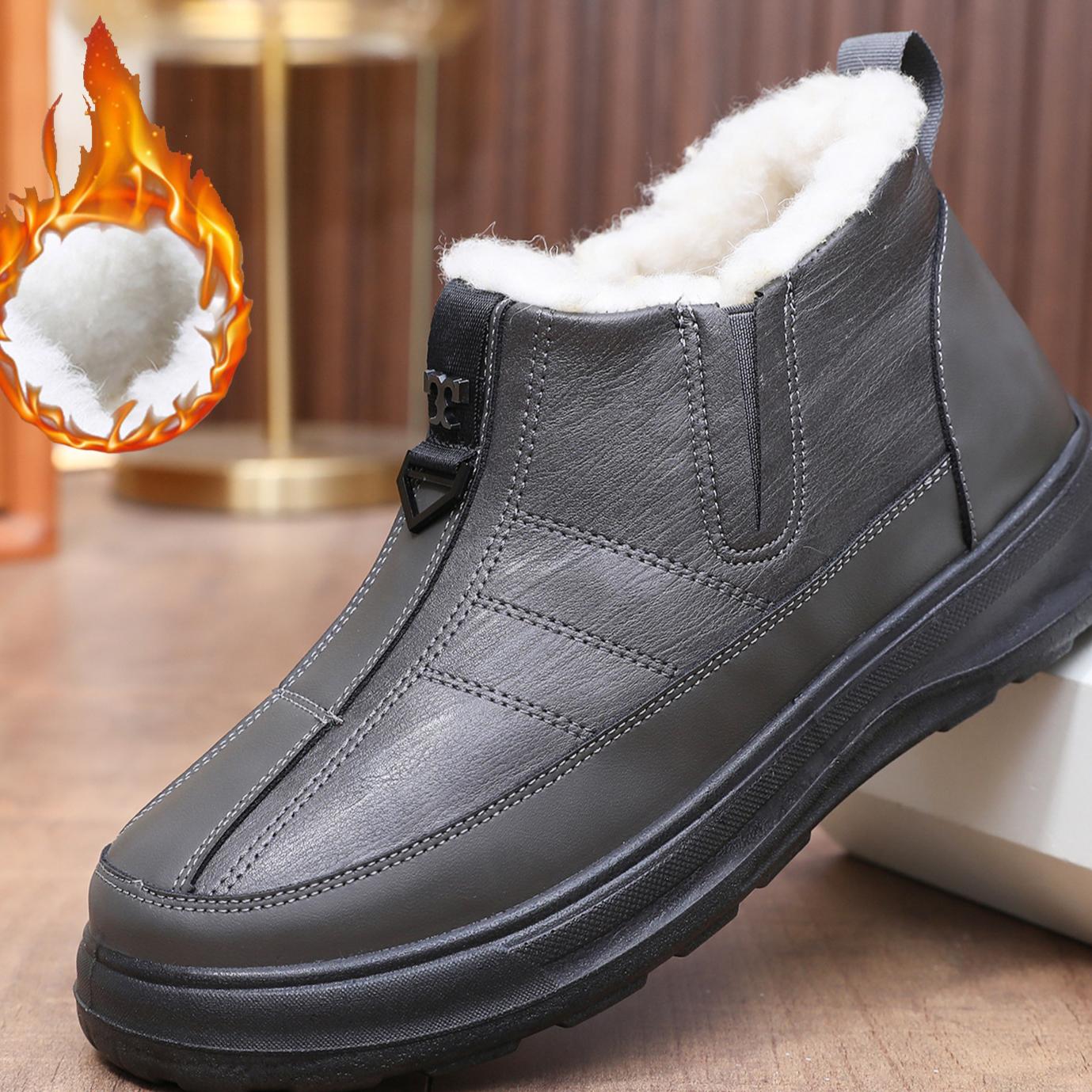 

Мужские зимние теплые ботинки для снега, повседневные, легкие, нескользящие, с подкладкой из искусственного меха, мужские, водонепроницаемые, удобные, с подкладкой из плюша, короткие ботинки 45 серый