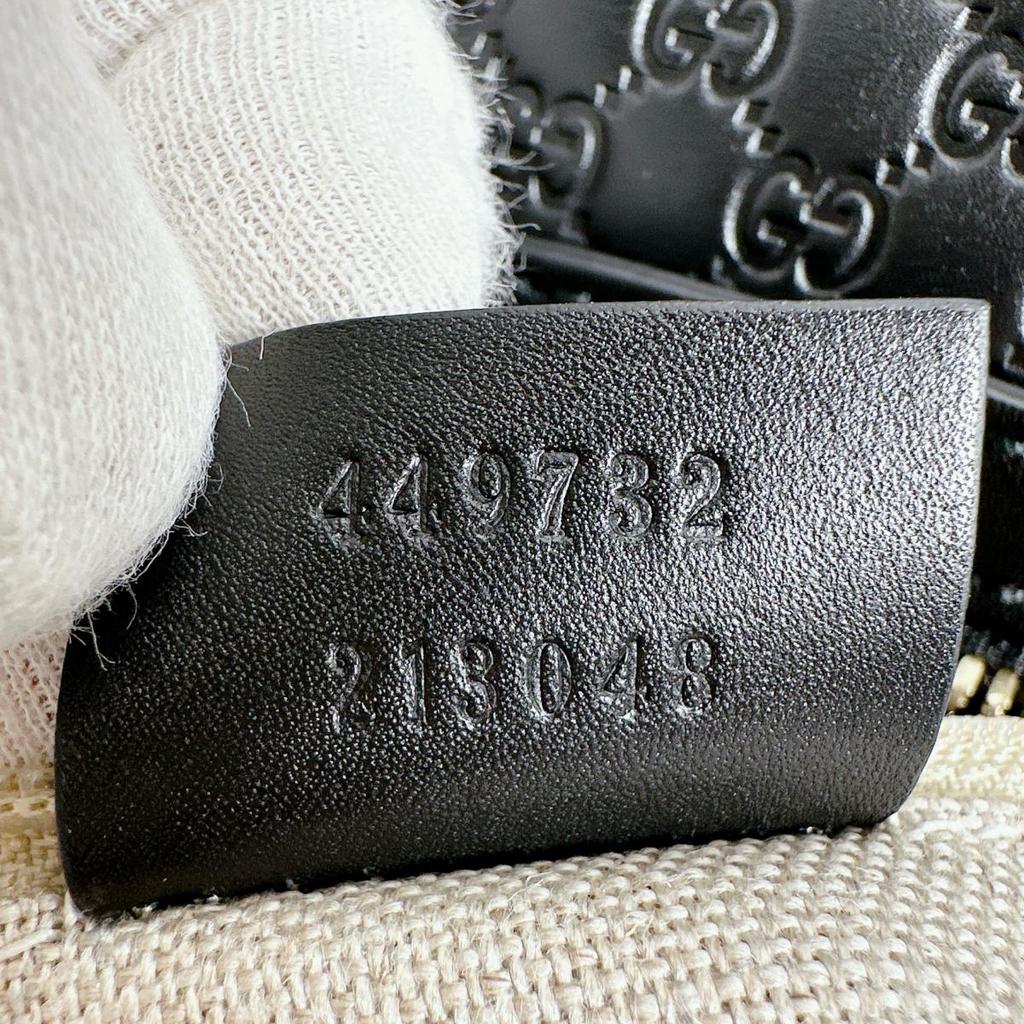 Gucci Guccisima Micro Shoulder Bag Leather Black Women 449732 Used