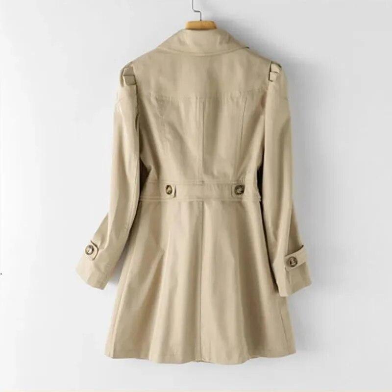 Trench Coat Donna Primavera Autunno   Coreano Monopetto Medio-Lungo Donna   Cappotto  Kaki Giacca a Vento