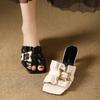 JX Wine Glass and One-word Drag Women's Summer New Versatile Outer Wear Elegant Fashion High-heeled Sandals