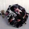 Wednesday Addams,Gothic Fashion Automatic Folding Umbrella 8 Ribs Lightweight Design, Durable Iron Frame, Compact and Portable, Ideal Birt