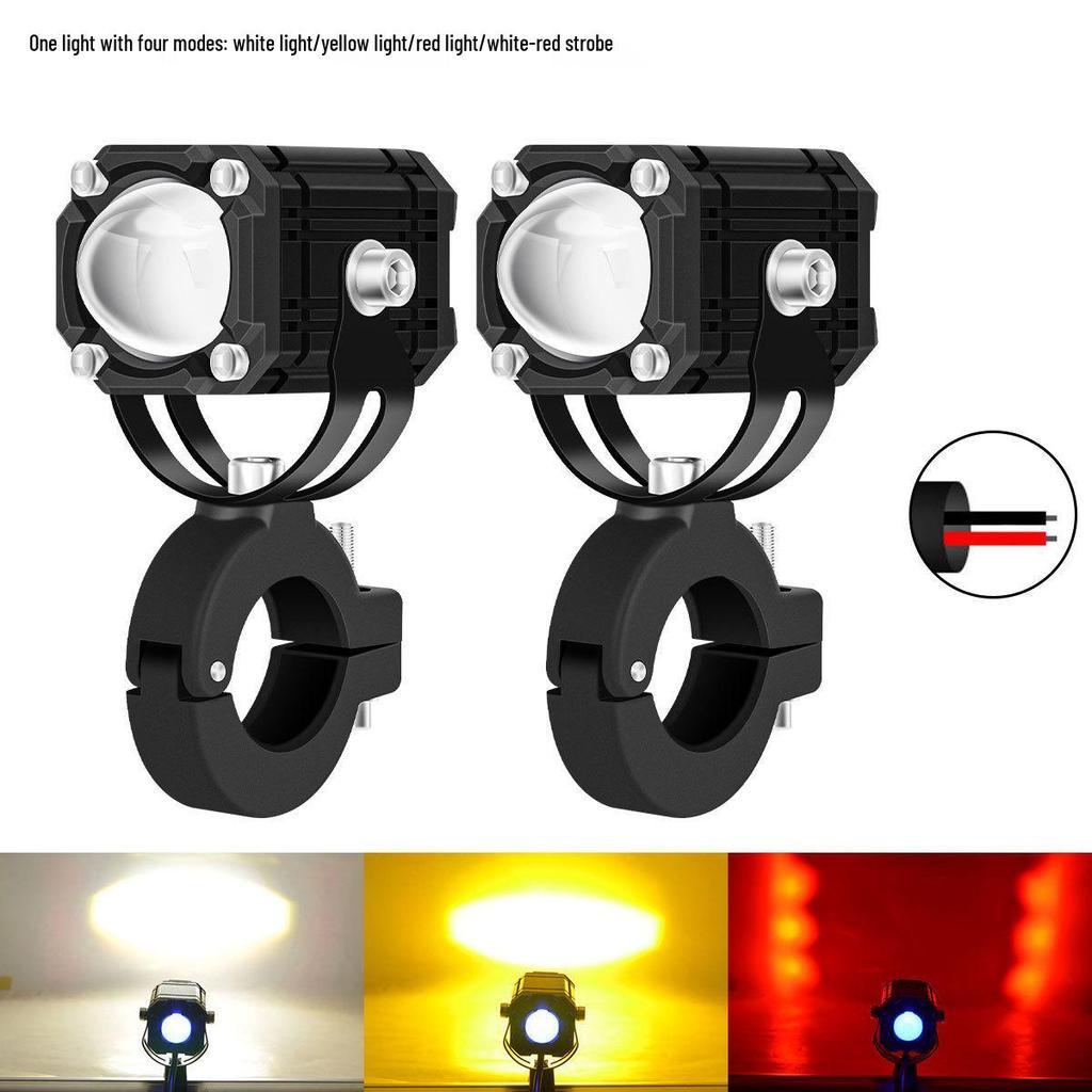 Devil Eye LED Motorcycle Headlight - High/Low Beam, White/Yellow Strobe
