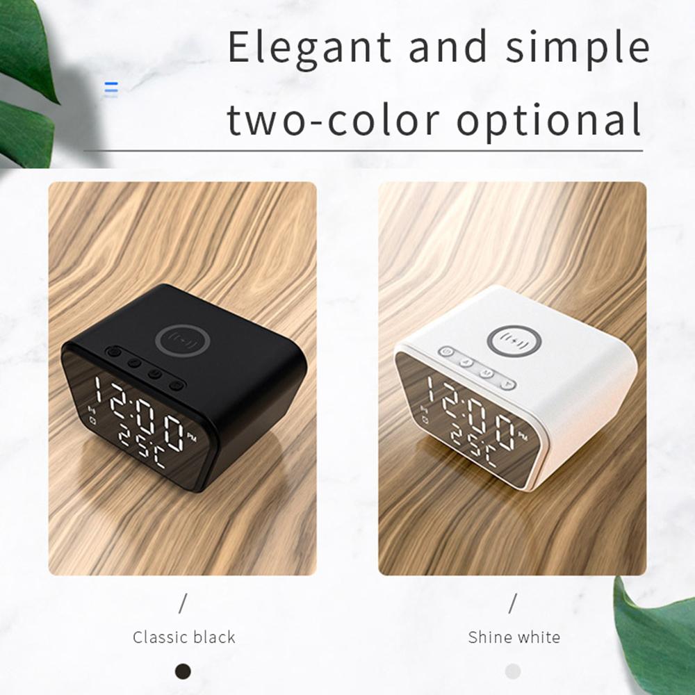 Alarm Clock 15W Wireless Charging Alarm Clock Intelligent Wireless Charger Time Calendar Temperature Display LED Digital Clock