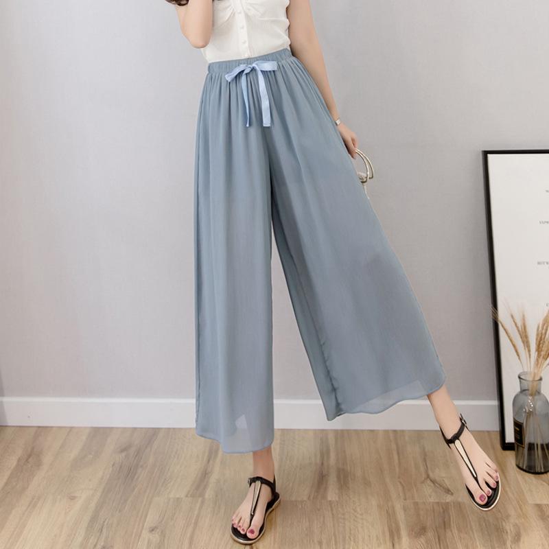 Frühlings-/Sommer Chiffon Weitbein Culottes für Übergrößen Damen - Lässig & Locker geschnitten