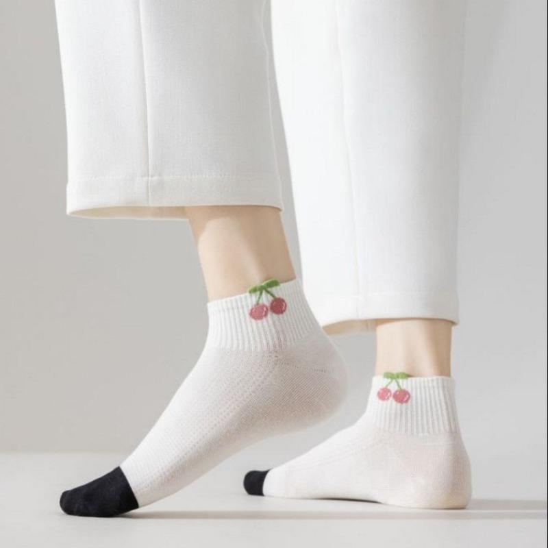 Spring and Summer Thin Socks for Girls, Short Socks, Cherry Trend, Cute Student, Low-top, Shallow-mouthed Boat Socks for Girls