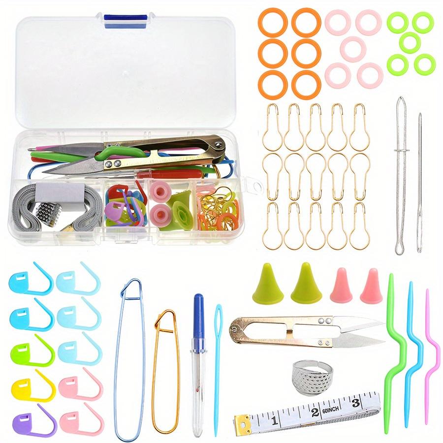 52pcs/set Complete Knitting Crochet Accessories Kit with Stitch Markers, Row Counter, Needles & Storage Box JXB