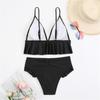 Women Two Piece Swimsuit Ruffle Hem Bikini Set Adjustable Straps High Waist Bottoms Soft Fabric Swimwear