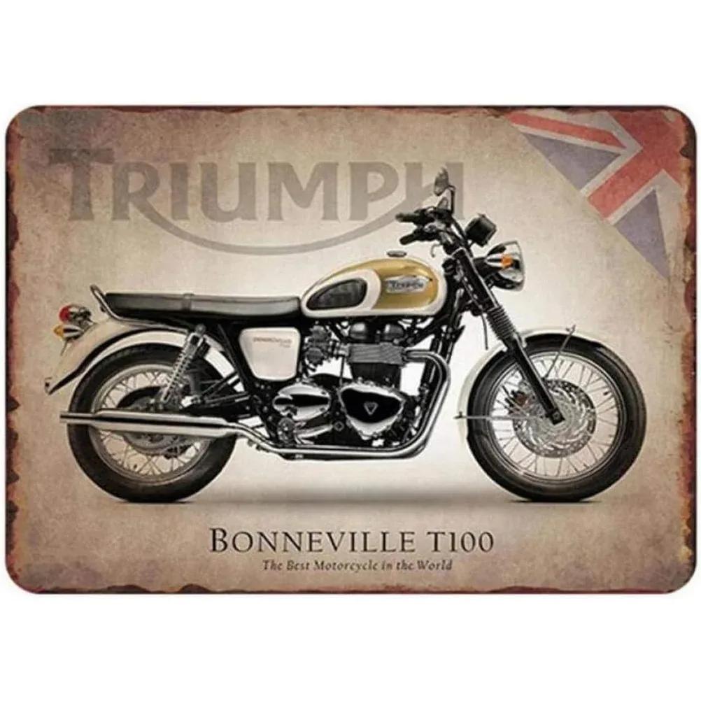 Vintage Motorcycle Metal Tin Signs Decor Wall Art Coffee Bar Vintage Metal Tin Sign Office Home Toilet Signs Wall Decor Pictures