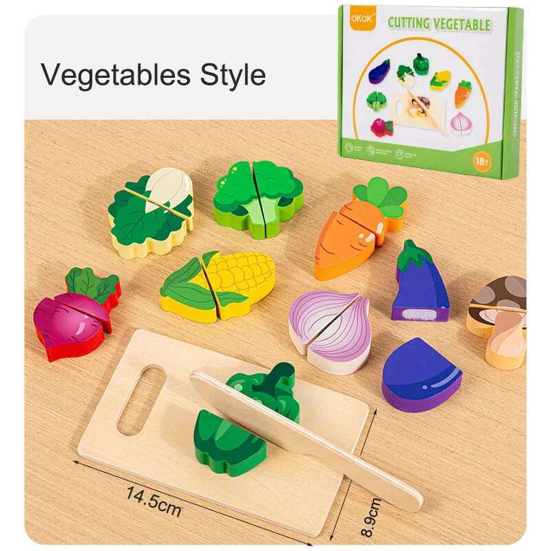 Wooden Kitchen Toys Simulation Pretend Cutting Fruit Vegetable Ice Cream Food Toy Montessori Educational Toys For Kids