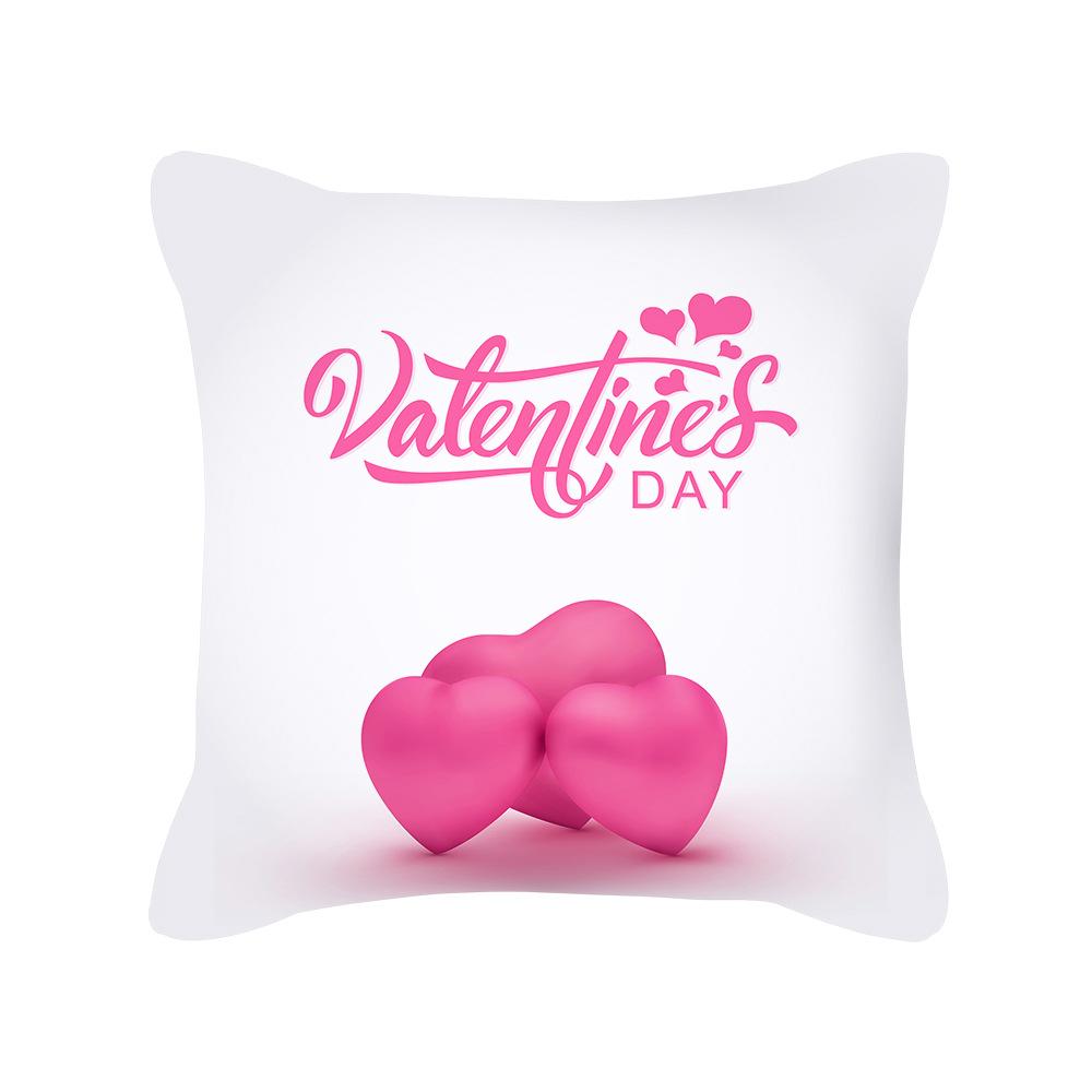 Peach Skin Pillowcase Valentine's Day Pillowcase Pink Heart-shaped Pillow Romantic Series Home Decoration Sofa Cushion Cover