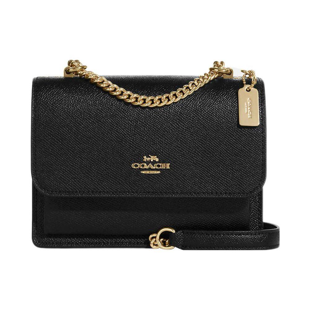 Coach Klare 18 Effen Kleur Klep Ketting Schouderriem Accordion Tas Mini Dames schoudertas Zwart C9949-IMBLK Basic Set (Bag+Dust Bag)