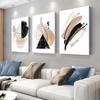 3PC 2D Flat Modern Simple Geometric Canvas Decorative Painting Abstract Black Gold Triangle Circular Pattern Living Room Bedroom