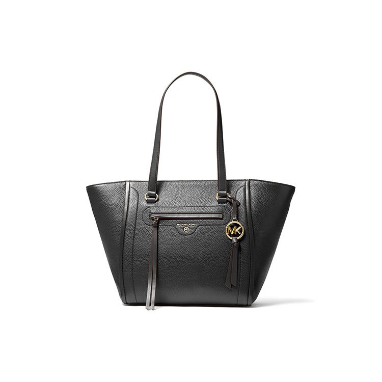 

Michael Kors Carine Letter Logo Solid Color Leather Tote Bag Women Tote Bags Black 30S1GCCT3L001 Basic Set (Bag+Dust Bag)