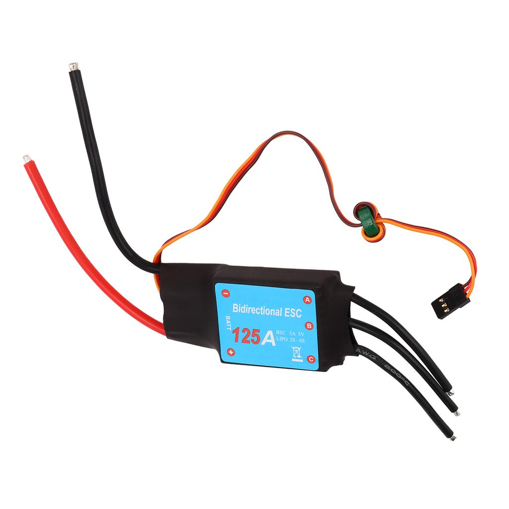 Brushless ESC Black 125A Brushless ESC RC Boat Two Way Water Cooled ESC for RC Boats Underwater