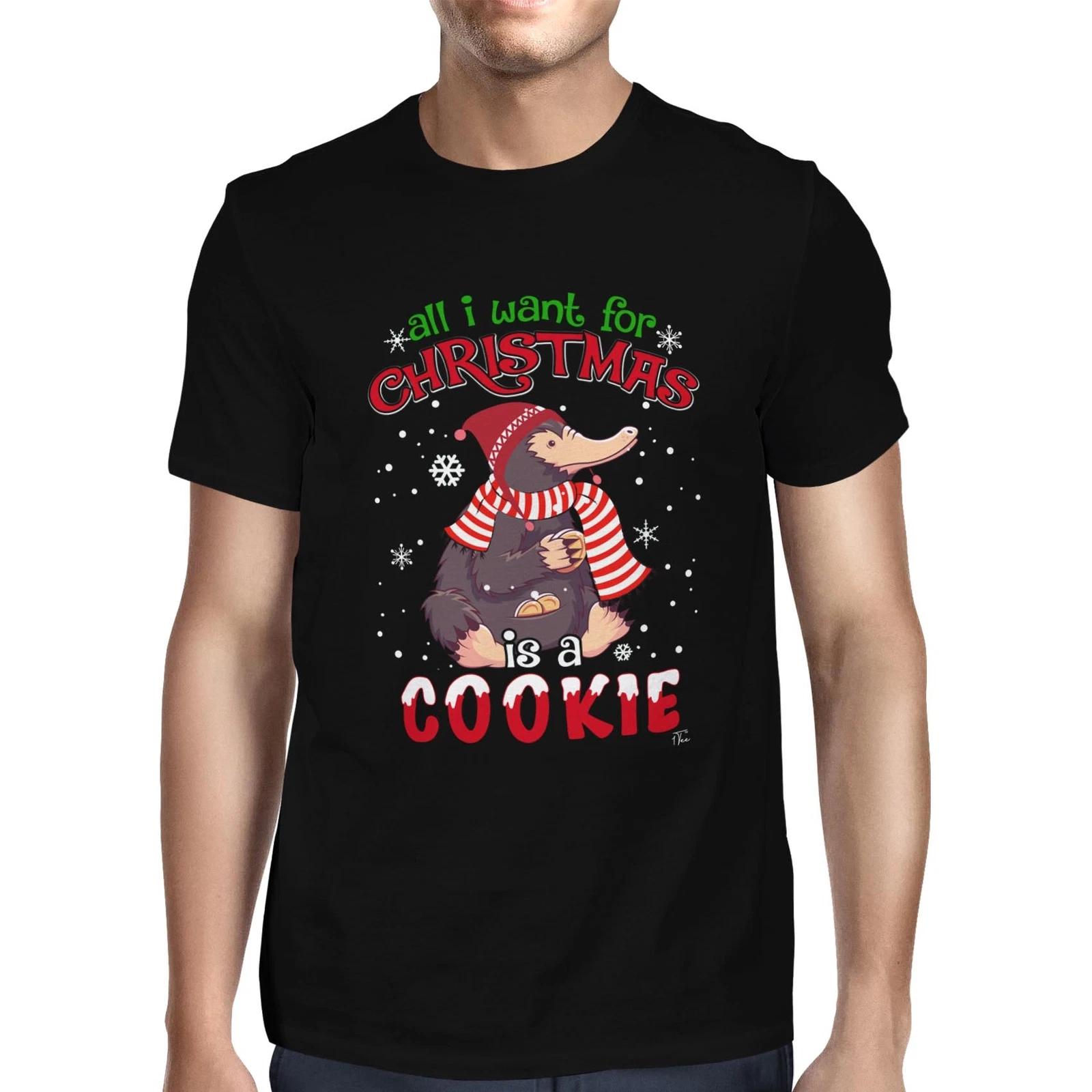 1Tee Mens All I want for Christmas is a Cookie T-Shirt L