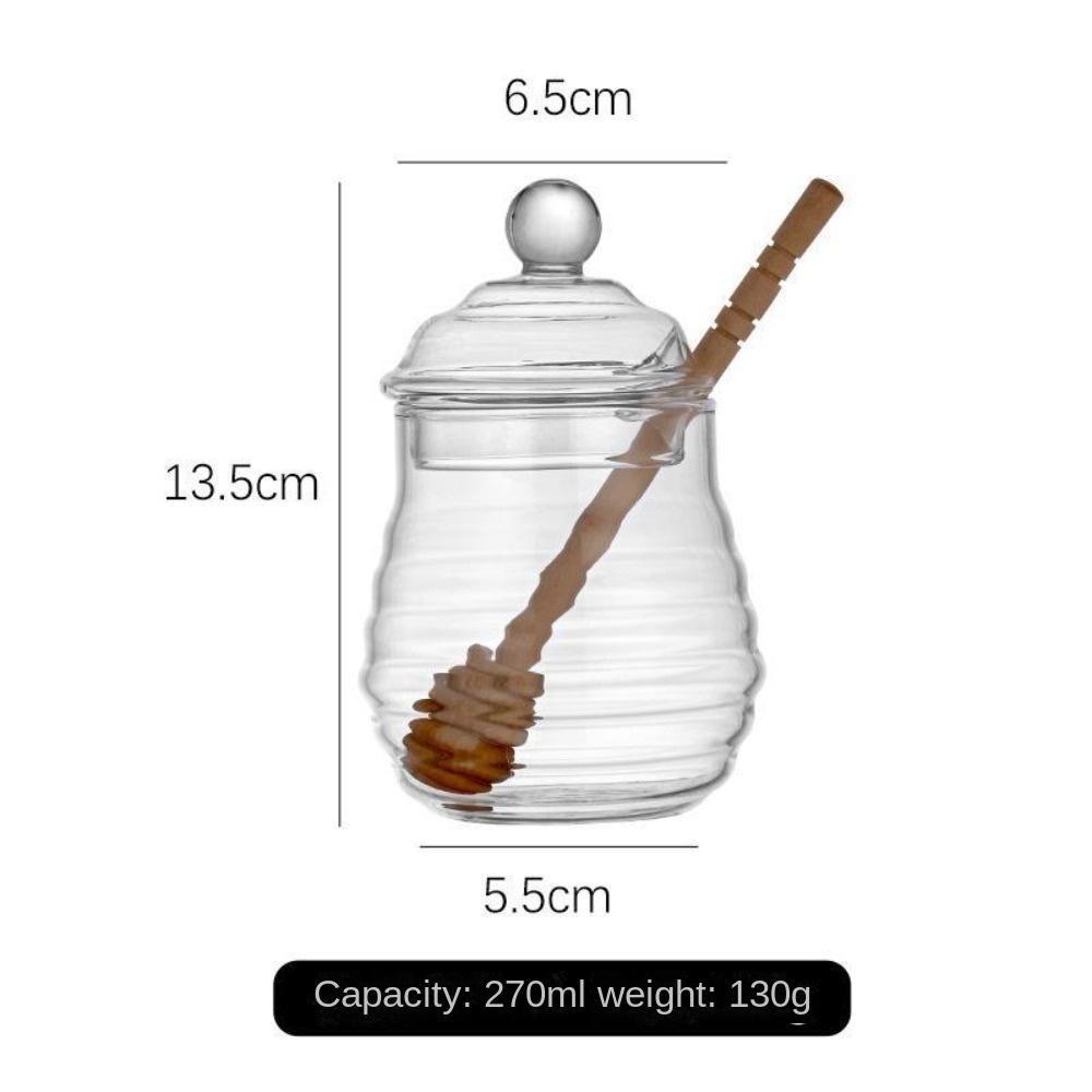 Przezroczysty z nabierakiem i pokrywką Narzędzia kuchenne Szklany słoik na miód w stylu ula Wysokiej jakości