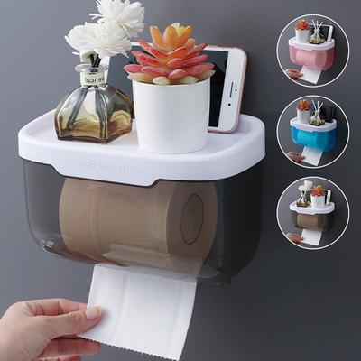 Wall Mount Bathroom Tissue Storage Box Punch-Free Home Supplies Phone Rack Case Toilet Paper Holder Waterproof Shelf Organizer