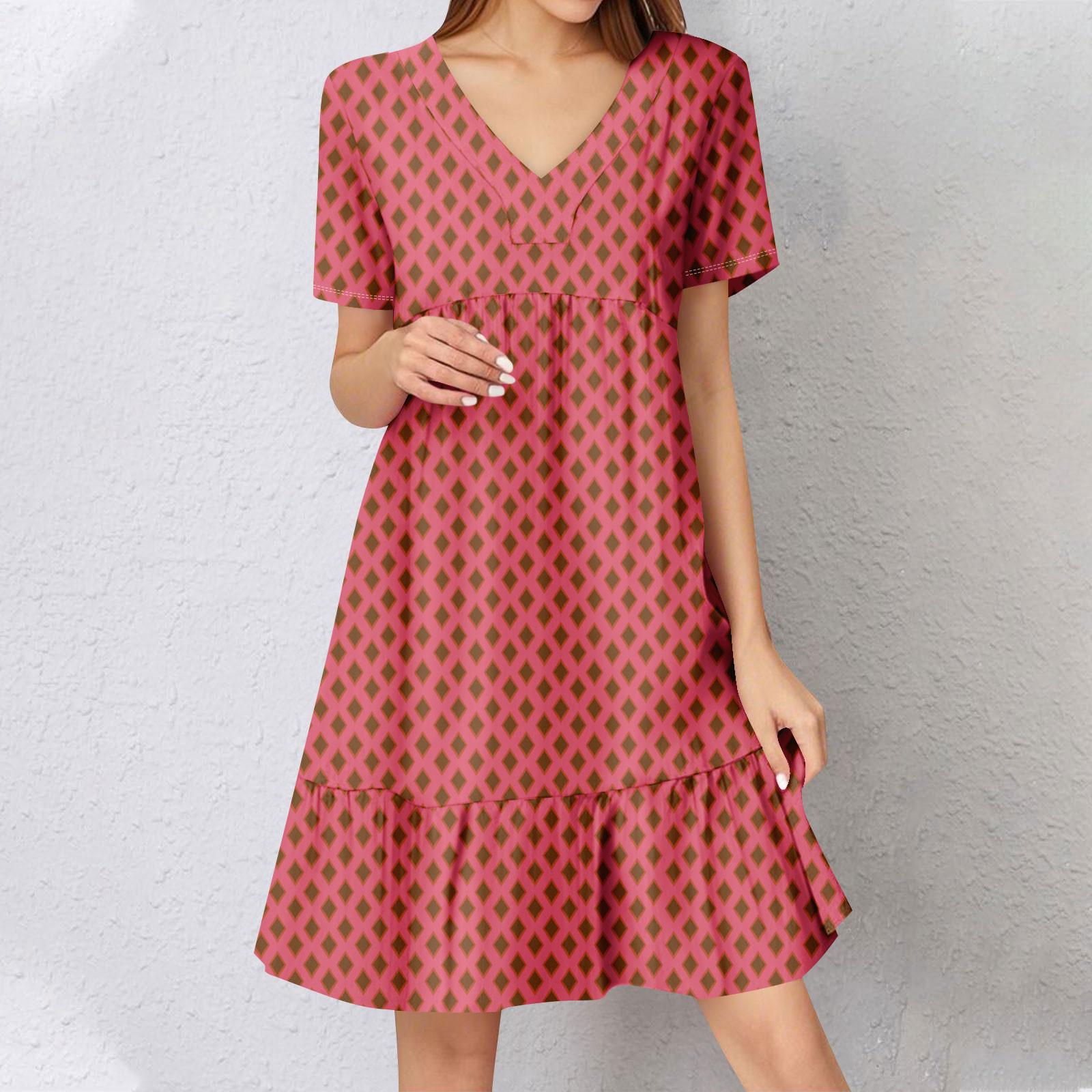 

Женское летнее платье с коротким рукавом и V-образным вырезом, короткие платья, модное повседневное струящееся бохо-платье с оборками, А-силуэт, свободное платье-халат XL винный