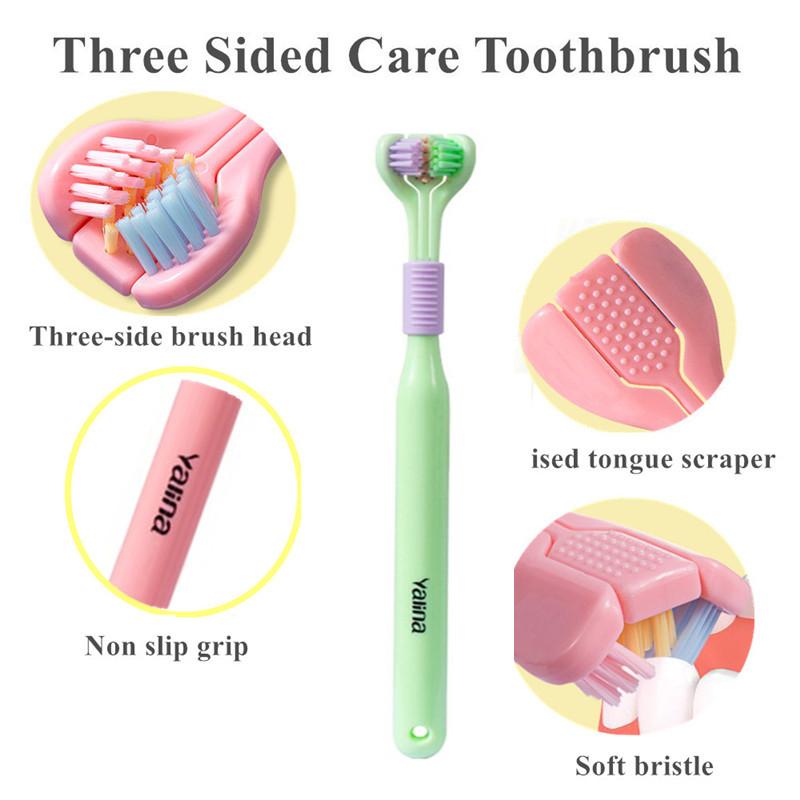 3D Stereo Three-Sided Toothbrush Ultra Fine Soft Hair Adult Toothbrushes Tongue Scraper Deep Cleaning Oral Care Teeth Brush
