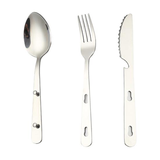 

Knife Fork Spoon Set Stainless Steel Dinnerware Easy to Clean Mirror Polished Cutlery for Camping Dining Kitchen Use Flatware Utensils