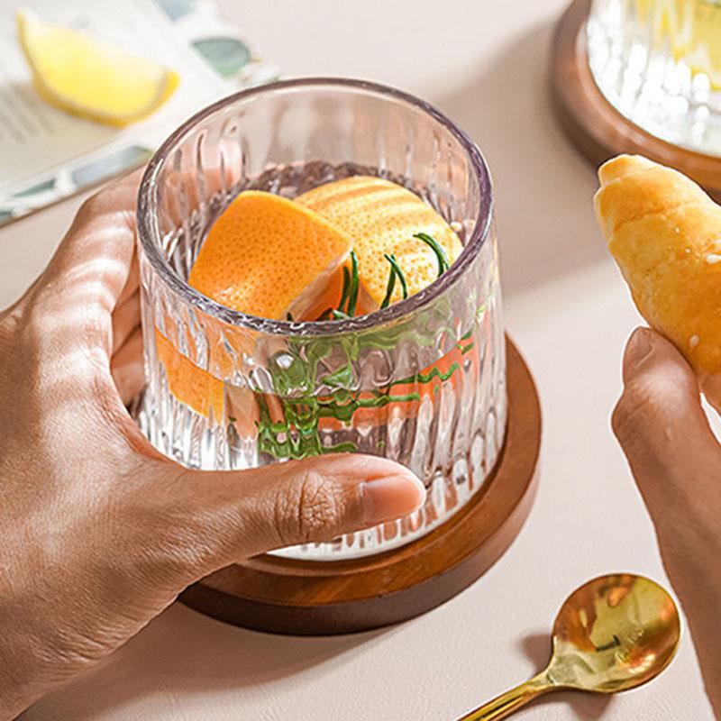 2pcs Set 10oz Spinning Glasses 300ml Novel Creative Thick Crystal Whiskey Cups Wine Glasses Drinking Mug Drinkware for Kitchen