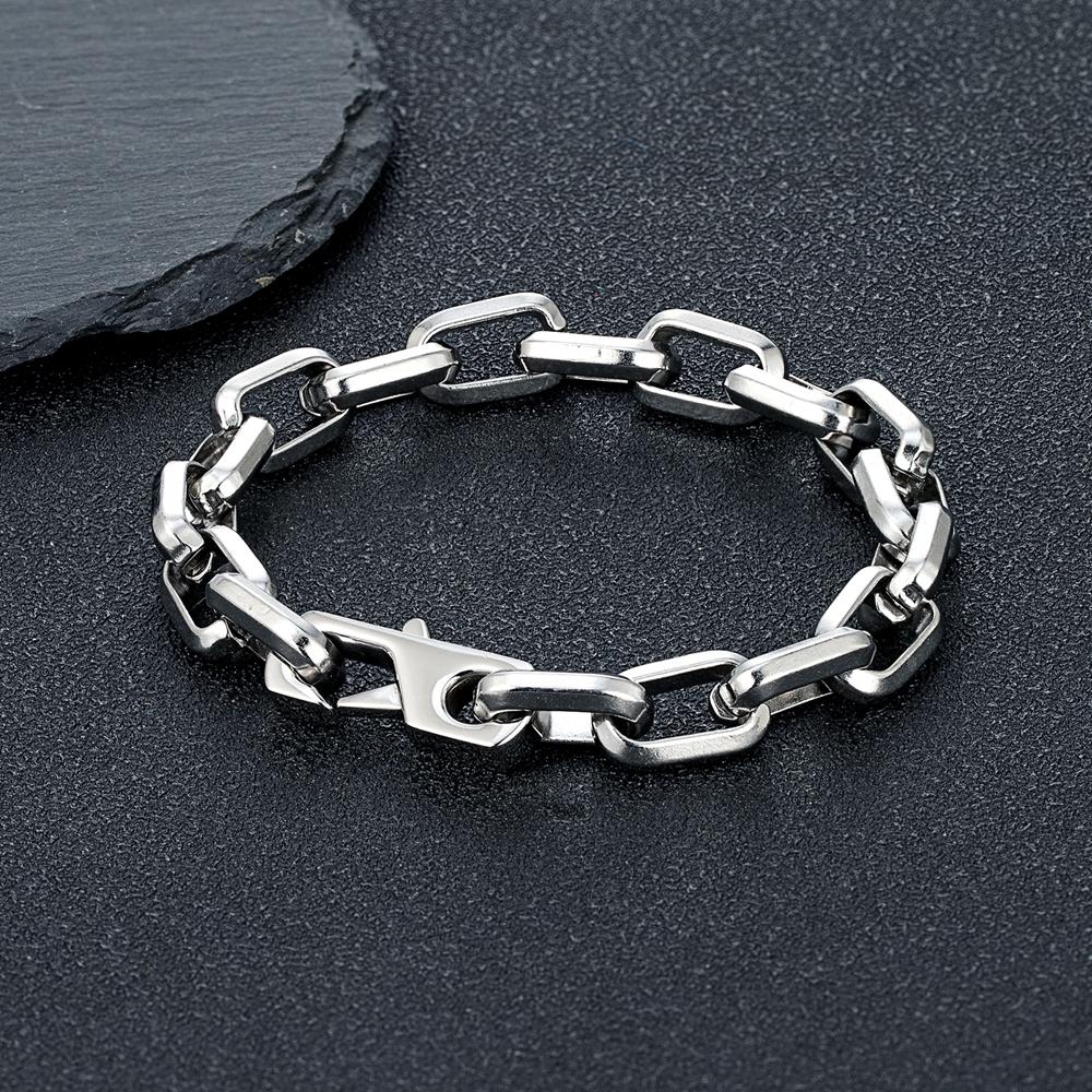 Locomotive Vintage Oxidized Black Chain Link Men Bracelet Punk Stainless Steel Motorcycle Bracelets Male Jewelry Gifts