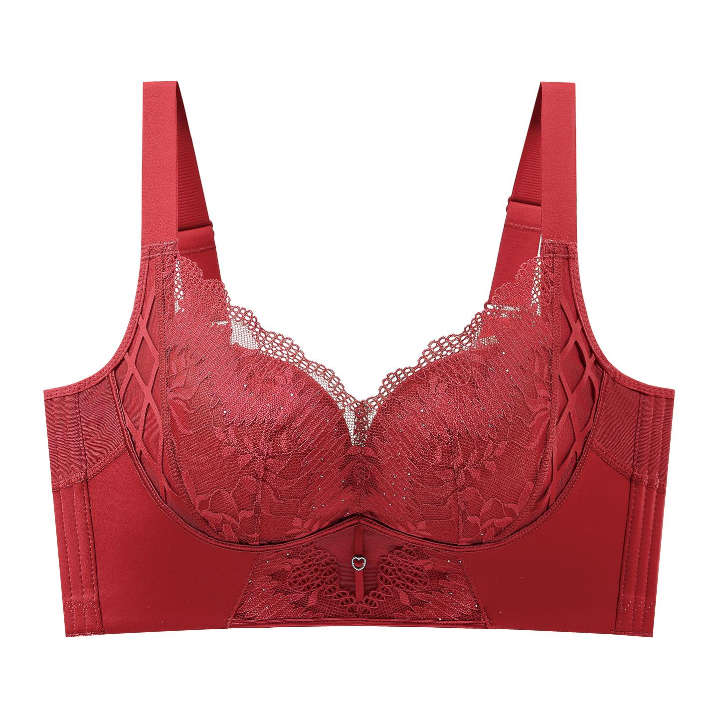 

Красный женский бюстгальтер пуш-ап без косточек: Регулируемый, Собирающий жир по бокам, Против провисания, Тонкий лифтинг-стиль. 34/75C