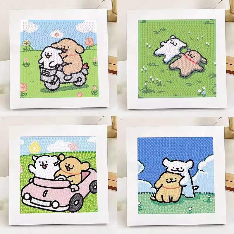 Ins Line Puppy Diamond Painting DIY Cute Cartoon Handmade Educational Gift for Kids