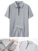 Men's Plus Size Summer Short Sleeve Zipper Polo - Casual, Breathable, High Elastic Pique Mesh Top